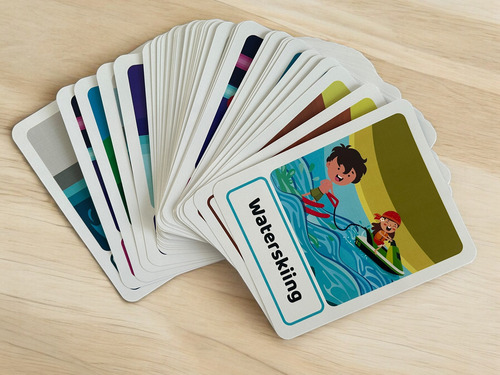 Tarjetas De Aprendizaje De Vocabulario De Deportes En Inglés 45 Pzas | Tamaño: 18x22 Cm | Tarjetas Educativas En Inglés Teach Play| Flash Cards Sports