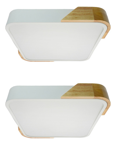 Plafones Led Madera X2 24w Techo Cuadrado Lampara Lumie Frio Estructura Luz Fria