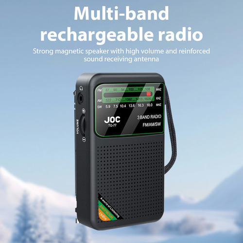 Cx Rádio Portátil Multibanda Recarregável, Mini Rádios Para