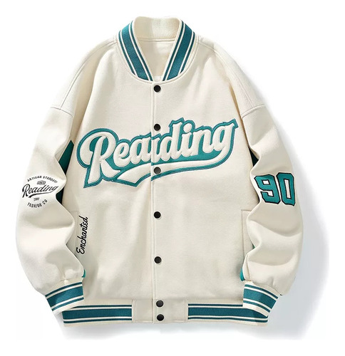 Chaqueta De Béisbol Tipo Cárdigan Con Estampado De Letras Pa