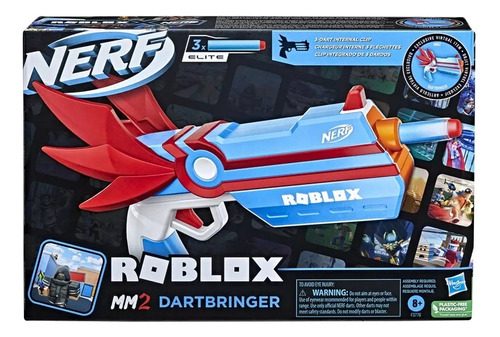 Lanzador Nerf Elite Roblox Mm2 Dartbringer Con 3 Dardos 8+