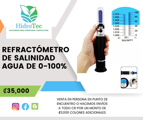 Refractómetro De Salinidad Agua De 0-100%