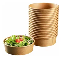 Comprar 100 Bowls Potes Plasticos Kraft Con Tapa Y Envases+tenedor Marrón Claro