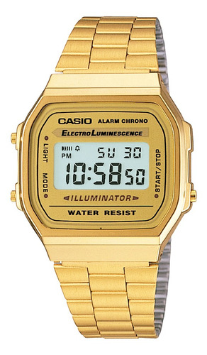 Reloj Casio A168wg-9wdf Hombre Vintage 100% Original Color de la correa Dorado Color del bisel Dorado Color del fondo Dorado