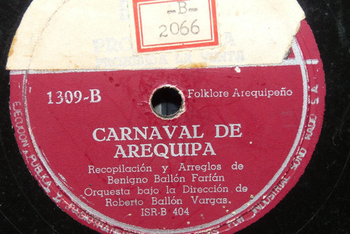 Jch- Roberto Balon Vargas Carnaval De Arequipa 78 Rpm