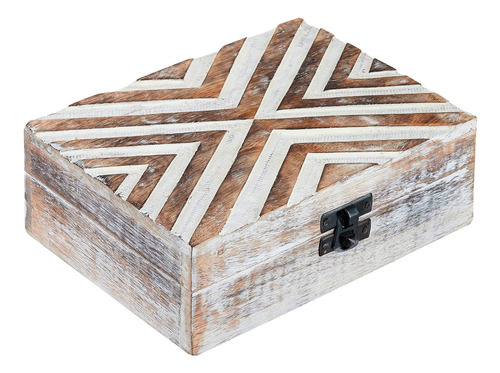 Imagen 1 de 1 de Joyero Decorativo De Madera De Lavado Blanco Caja De B...