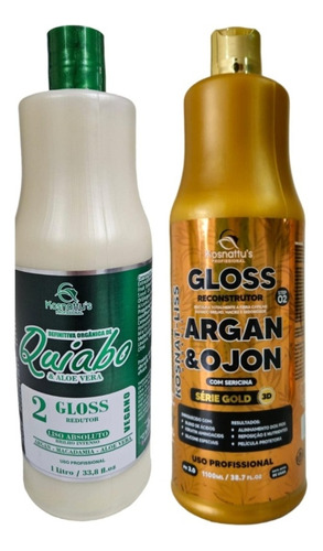Kit C/ 2 Gloss Quiabo & Argan 1lt Kosnattu's 