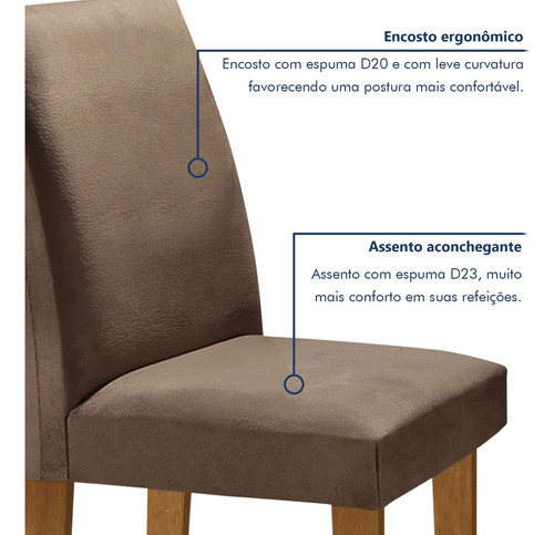 Conjunto Sala De Jantar Mesa Tampo Mdf 6 Cadeiras Espanha