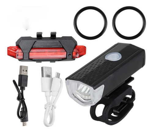 Kit Lanterna/luz Led Para Bike Recarreg. Traseira/dianteira