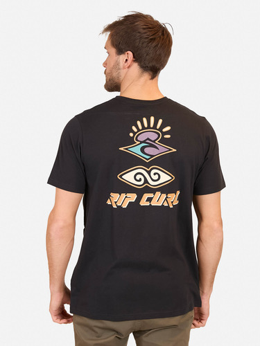 Polera M/c Retro Search Tee Negro Hombre Rip Curl