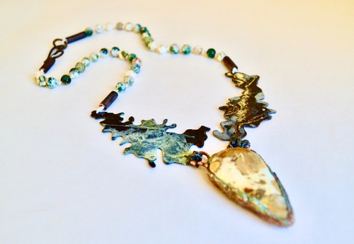 Imagen 2 de 4 de Collar Piedra Natural Jaspe Leopardo, Agata, Joyeria, Cod1