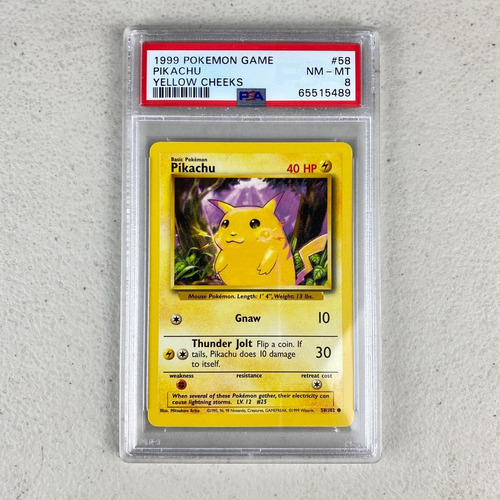 1999 Pikachu Base Set Yellow Cheeks Psa 8 Cartas Pokemon Tcg (Usado)