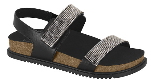 Sandália Papete Feminina Beira Rio Birken Tira Strass Velcro