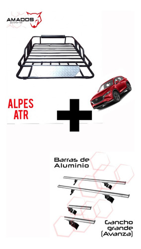 Kit Viajero Canastilla Acero + Par Barras Aluminio Mazda