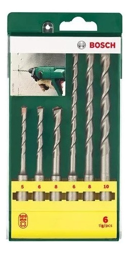 Jogo de brocas Bosch SDS Plus-1 para concreto Ø 5-6-6-8-8-10 mm com 6 peças