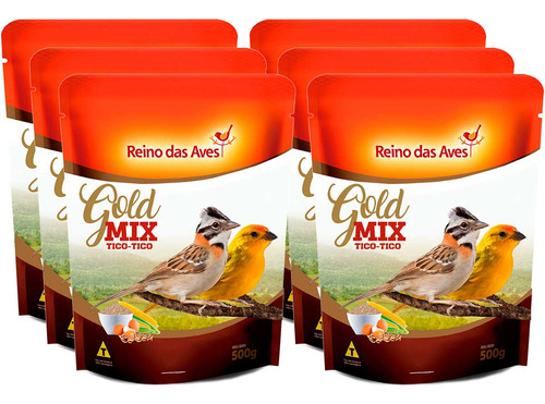 Kit 6 Ração Atrair Tratar Passarinho Livre Jardim Canário