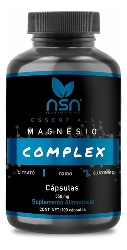 Nsn Magnesio Complex | Citrato Y Gluconato | 550 Mg X 100 Cápsulas Sabor Sin sabor