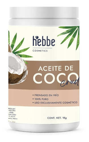 Imagen 1 de 1 de Aceite Coco Extravirgen Prensado/frío, Cosmética S/sabor 1kg
