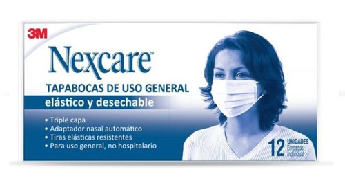 Tapabocas Nexcare Uso General Bolsa X 12 Unidades