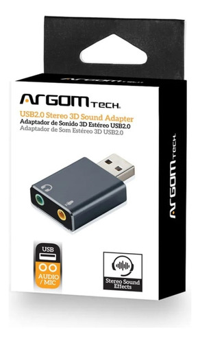Adaptador Sonido Estéreo Argom Usb 2.0 Macho A 3.5mm Acme