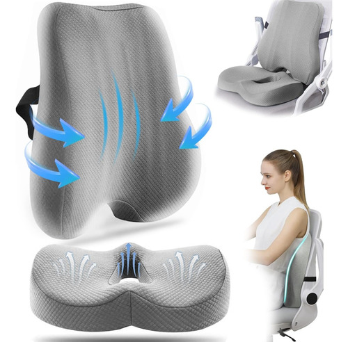 Cojín Del Asiento Y Almohada De Soporte Lumbar Para Espalda