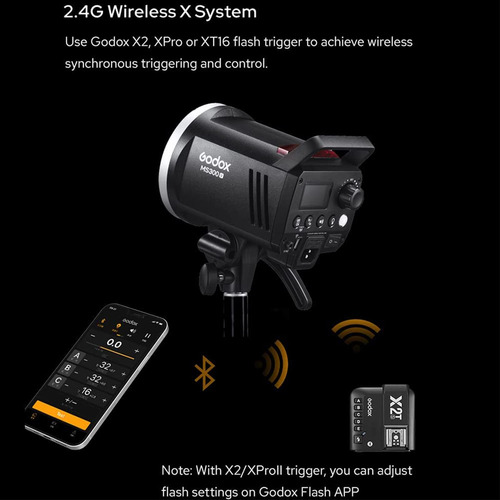 Flash Estroboscópico De Estúdio Godox Ms300v Ms300-v 300w Gn
