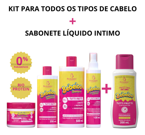 Kit Capilar Bebeloo Tutti Frutti Com Sabonete Líquido Intimo