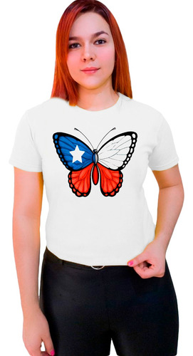 Polera Fiestas Patrias Mariposa Bandera Chilena Preciosa