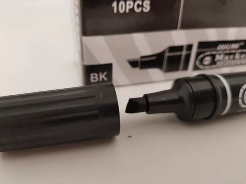 Marcador Permanente 2 Puntas Color Negro Paquete 10 Pzs