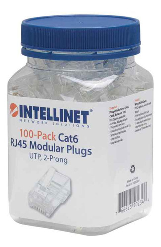 Plugs Modulares Rj45 Cat.6, Bote Con 100 Piezas