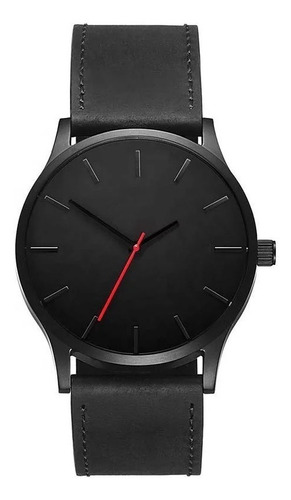 Reloj Clasico Malla De Cuero Negro Minimalista, Oferta!