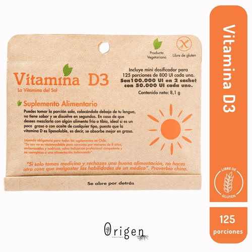 Vitamina D3 5gr - 125 Porciones Dulzura Natural