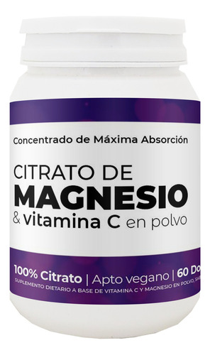 Citrato De Magnesio & Vitamina C En Polvo La Ppiel X 180g Sabor Naranja
