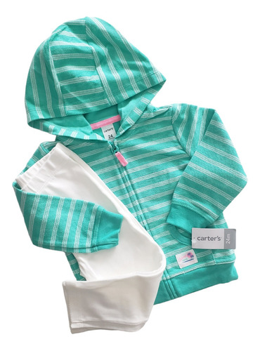 Conjunto Carter's Camperita Verde Pantalón Blanco 24 Meses