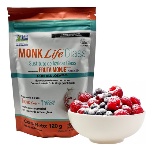 Monk Fruit Life Glass 120g Sustituto De Azúcar En Polvo
