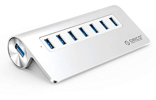 Aluminio 7 Puertos Super Velocidad Usb3.0 Hub Con 24w (12v