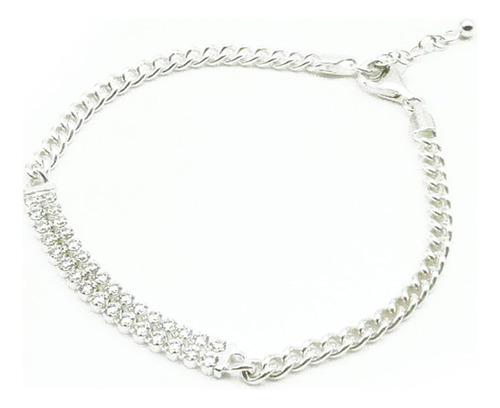 Pulsera Carmín Asia De Plata 925 Con Zirconias Blancas Ss