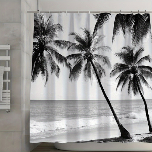 Hermosa Cortina De Baño Estampada En La Playa, 180 * 180cm