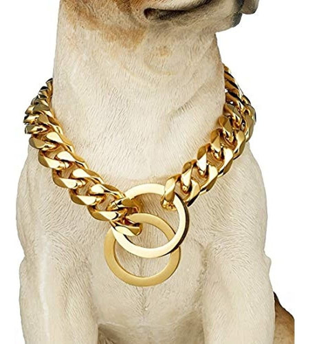 Tobetrendy Collar De Perro De Cadena De Oro 15 Mm Cadena De