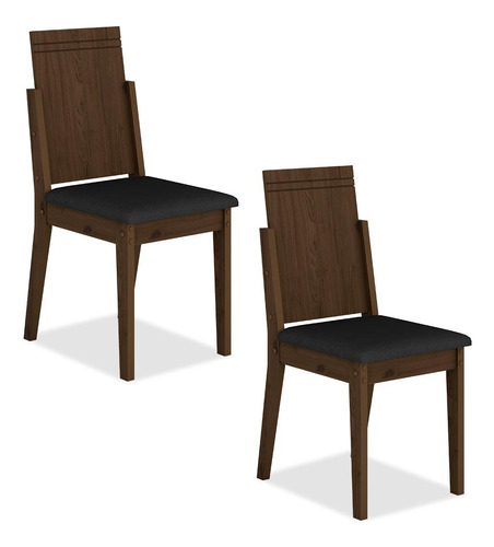 Conjunto 2 Cadeiras Berna Imbuia/suede Preto - M.a Cor Imbuia/preto 06 Cor da estrutura da cadeira Imbuia Desenho do tecido TECIDO SUEDE