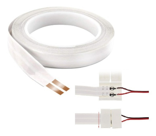 Imagem 1 de 5 de Kit 2mts Fio Fita 2 Vias 10a Pronta + 2 Conectores Conecta