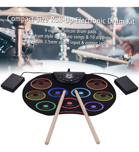 Tambor De Tamaño Compacto Roll-up Set De Batería Electrónica