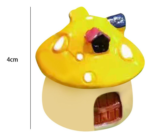 2 Encantadora Mini Casa De Setas, Figurita En Amarillo
