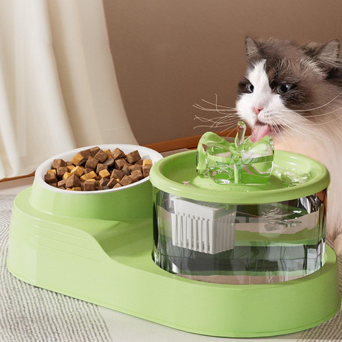 Fuente De Agua Y Cuenco De Comida Para Gatos,,