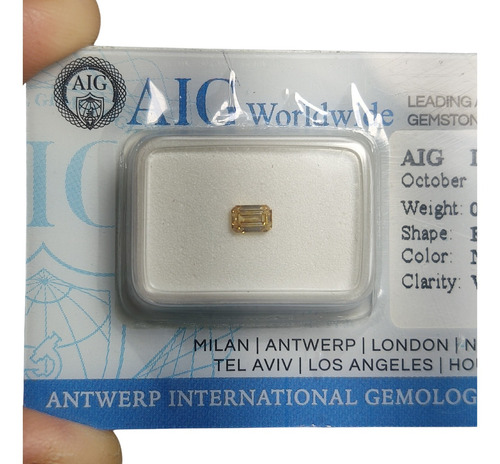 Diamante Amarelo Intens, Certificado Aig 0.24cts- Vvs2 Amarelo Intenso