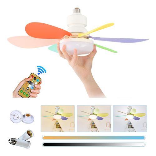 Ventilador De Techo Led E27 40w Con Lámpara Y Control Remoto