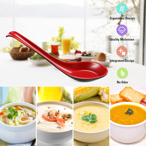 12 Piezas Cucharas Asiáticas Para Sopa Gancho Cucharas Pa...