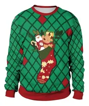 Comprar Polera Navidad Ugly Sweater Verde Y Rojo Sublimado Full