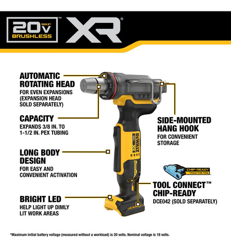Herramienta Expansora Pex Dewalt, 20 V, Max Xr, Expansión De