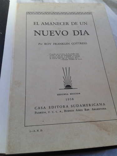 Amanecer De Un Nuevo Día. Roy F Cottrell Casa Editora C36 (Usado)